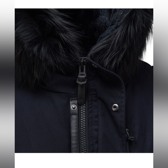 Mackage Moritz twill down parka with natural fur lining Men's Size 40 (M), Black - Picture 2 of 6